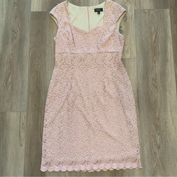 dressbarn Dresses Dressbarn Blush Pink Floral Lace Midi Dress